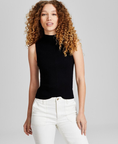 Women's Ribbed Mock-Neck Sweater Tank, Created for Macy's