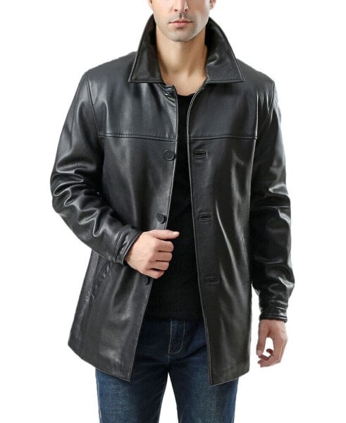 Men Samuel Leather Car Coat - Short