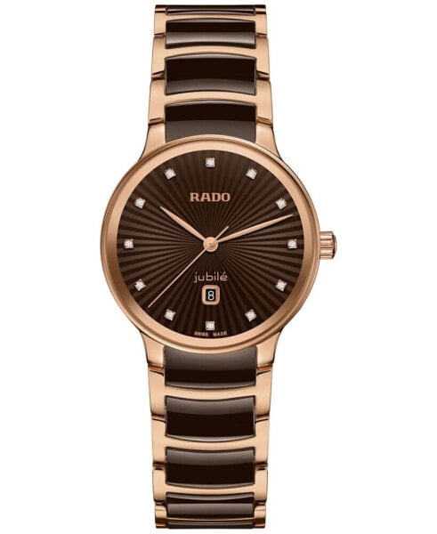 Часы Rado Centrix Diamond Brown Ceramic & Rose Gold PVD 31mm