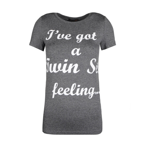 Женская футболка серая с текстовым принтом Twin-Set T-shirt