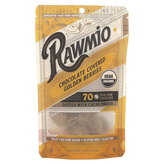 Rawmio, Золотые ягоды в шоколаде, 70% темный необработанный шоколад, 56,7 г (2 унции)