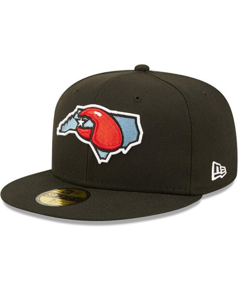 Men's Black Hickory Crawdads Authentic Collection Road 59FIFTY Fitted Hat
