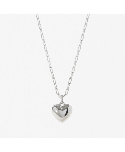 Puffed Heart Necklace - Lev Silver