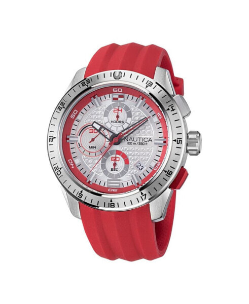 Men's Red Silicone Strap Watch 47.5mm