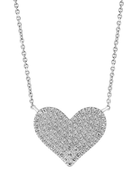 EFFY® Diamond Pavé Heart 14" Pendant Necklace (1/3 ct. t.w.) in Sterling Silver