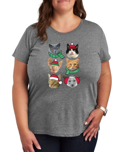 Trendy Plus Size Christmas Cats Graphic T-shirt