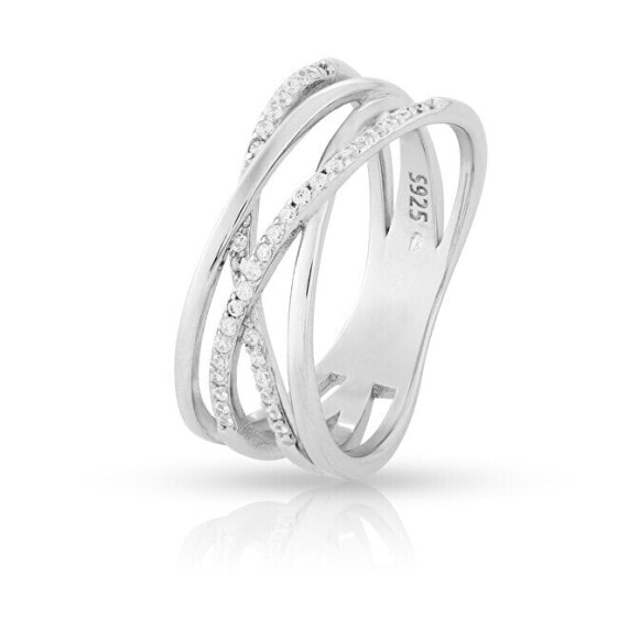 Modern silver ring with zircons SVLR0376XH2BI