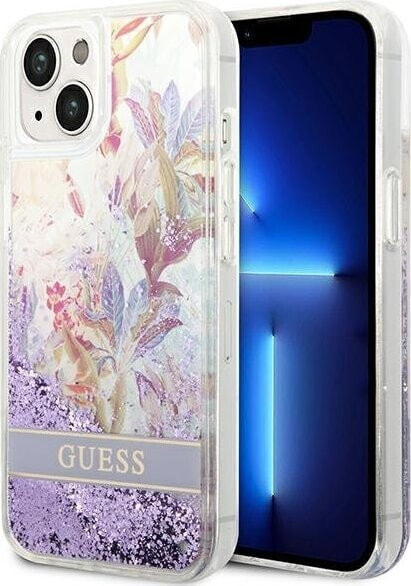 Guess Etui Guess GUHCP14MLFLSU Apple iPhone 14 Plus fioletowy/purple hardcase Flower Liquid Glitter