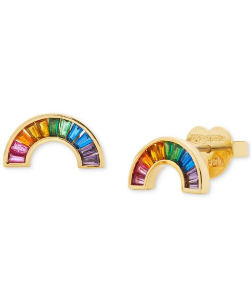 Gold-Tone Multicolor Crystal Rainbow Stud Earrings