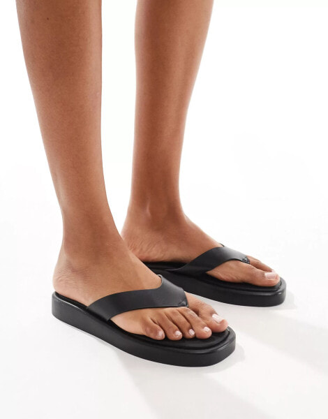 New Look toe post flat sandal in black