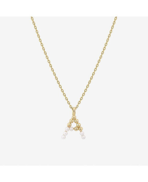 Cultured Pearl Pave Initial Necklace