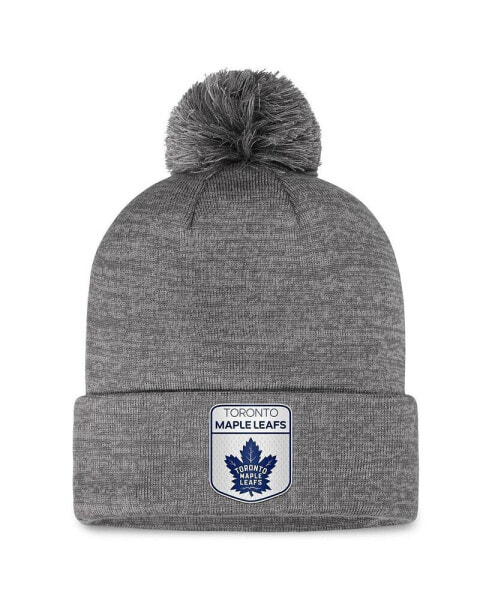 Men's Gray Toronto Maple Leafs Authentic Pro Home Ice Cuffed Knit Hat with Pom