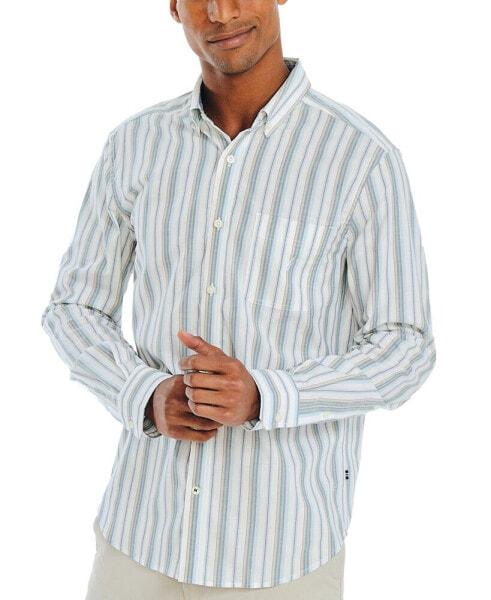Men's Striped Long-Sleeve Button-Up Shirt