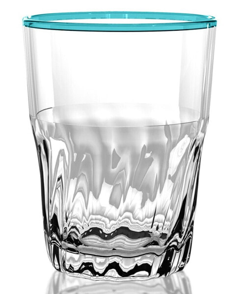 Cantina Double Old Fashion Glass, Aqua, 15 oz., Premium Plastic, Set of 6