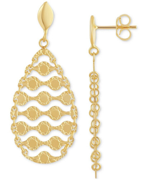 Openwork Teardrop Drop Earrings in 10k Gold