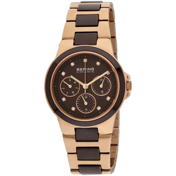 Часы Bering Ceramic Brown Rose Gold Day Date