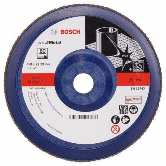 Bosch Fächerschleifscheibe X571, Best for Metal D = 180 mm; K = 60, gerade