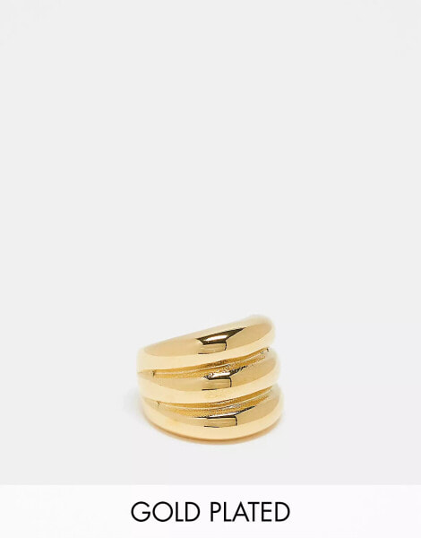 Lost Souls stainless steel triple dome ring in 18k gold plated