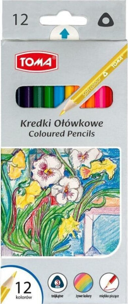 Цветные карандаши Toma треугольные 12 цветов
