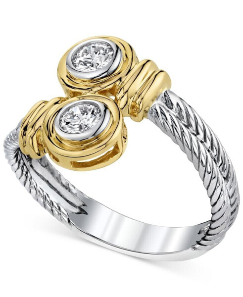 Diamond Twist Ring (1/3 ct. t.w.) in 14k White & Yellow Gold