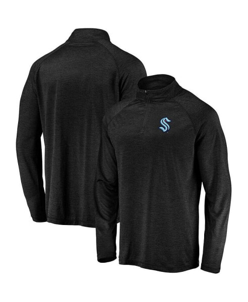 Men's Black Seattle Kraken Primary Logo Quarter-Zip Pullover Fleece Jacket