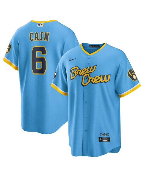 Men's Lorenzo Cain Powder Blue Milwaukee Brewers City Connect Replica Player Jersey