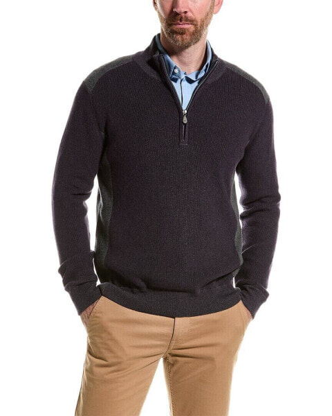Raffi Vanise Rib 1/4-Zip Mock Neck Sweater Men's