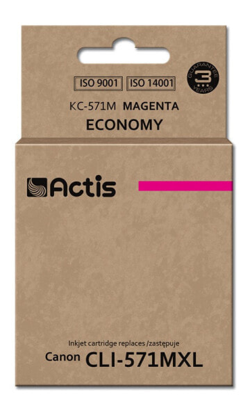 Actis KC-571M ink (replacement for Canon CLI-571M; Standard; 12 ml; magenta) - Standard Yield - Dye-based ink - 12 ml - 1 pc(s) - Single pack