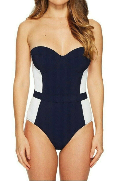 Tory Burch Womens 182917 One-Piece Tory Navy White Swimsuit Size S