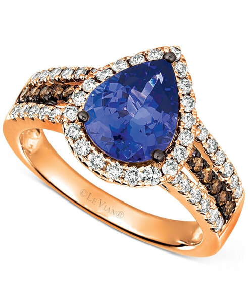 Blueberry Tanzanite (2 ct. t.w.) & Diamond (5/8 ct. t.w.) Ring in 14k White Gold (Also available in 14K Rose Gold and 14K Gold)