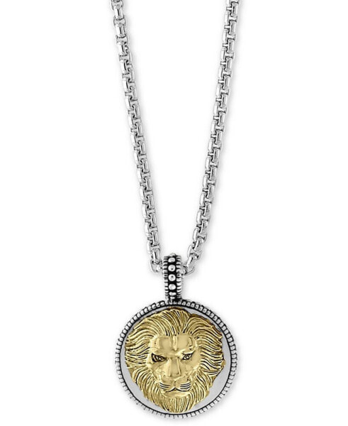 EFFY® Men's Two-Tone Lion's Head 22" Pendant Necklace in Sterling Silver and 18k Gold-Plate
