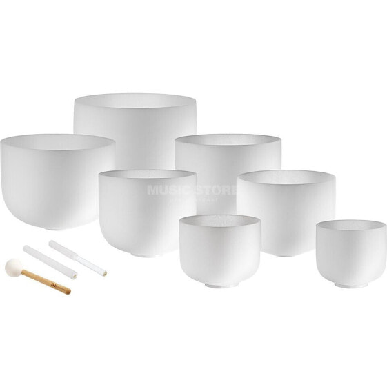 Meinl CSBSETCHA Crystal Singing Bowl Chakra Set White, 432 Hz