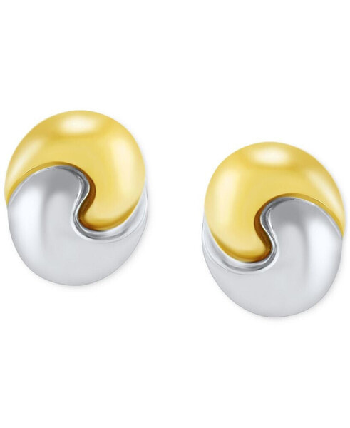 Yinyang Design Polished Stud Earrings in 14k Two-Tone Gold, Created for Macy's