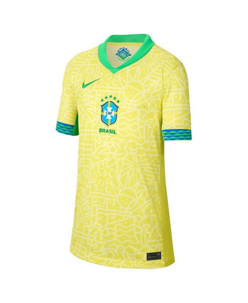 Big Boys and Girls Yellow Brazil National Team 2024 Home Stadium Replica Jersey