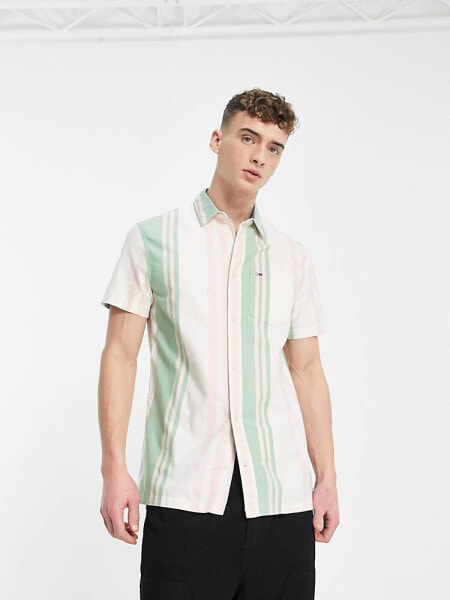 Tommy Jeans stripe short sleeve shirt classic fit in multi