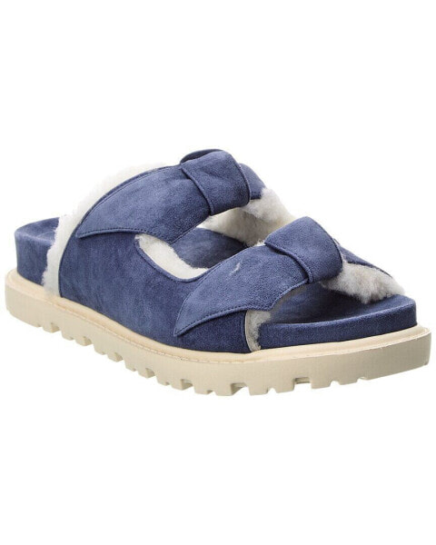 Alexandre Birman Lolita Shearling Slide Women's Blue 36