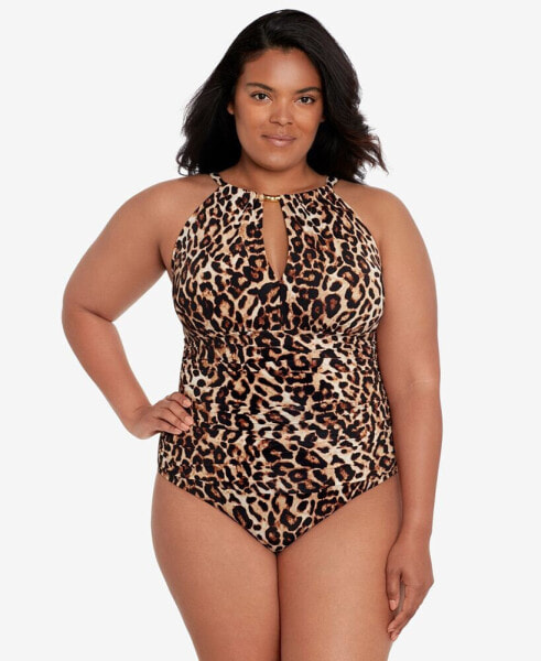 Plus Size High-Neck One-Piece Swimsuit