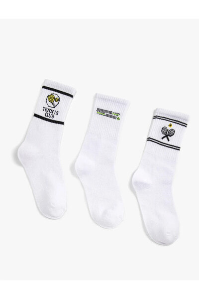 3'lü Desenli Ribanalı Soket Çorap