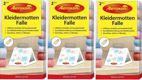 Aeroxon Clothes Moth Trap - Pack of 3 3 x 2 = 6 Pieces