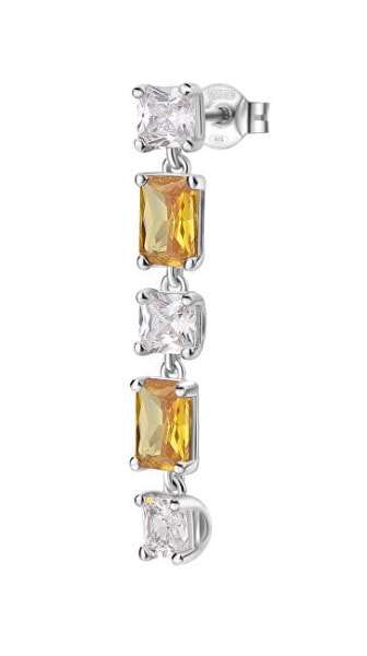 Silver dangling single earrings Fancy Energy Yellow FEY16