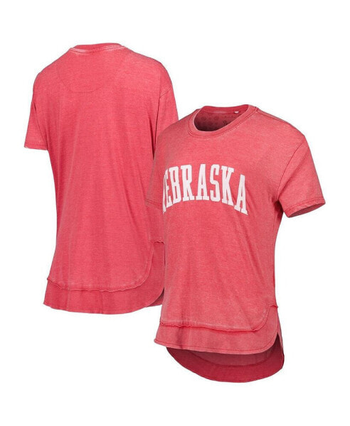Women's Scarlet Nebraska Huskers Arch Poncho T-shirt