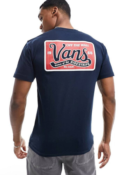 Vans home of the side stripe t-shirt with back print in navy