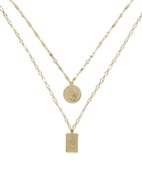 Medallions of Mine Layered Gold Plated Coin Necklace Set