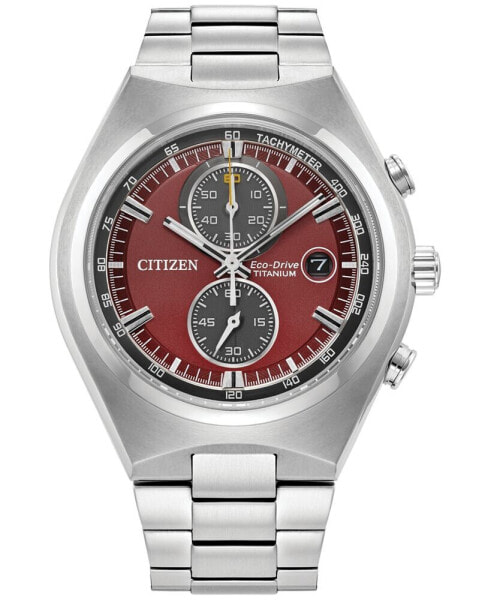 Eco-Drive Men's Chronograph Weekender Silver-Tone Titanium Bracelet Watch 43mm, Created for Macy's