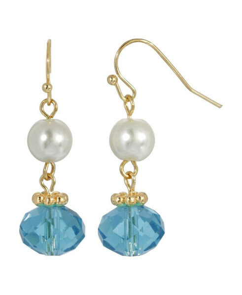 Gold-Tone Imitation Pearl Aura Bead Drop Earrings