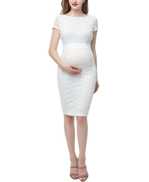 Maternity Lace Trim Midi Dress