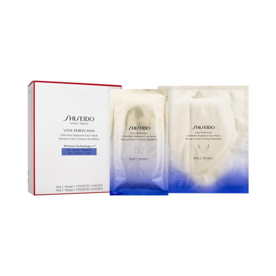 Shiseido Vital Perfection LiftDefine Radiance Face Mask 12 St. gesichtsmaske für Frauen Gesichtsmaske 6 St. + Halsmaske 6 St.