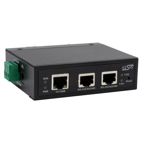 Exsys Ethernet zu 2x Seriell RS-232/422/485 inkl.DIN-Rail Kit