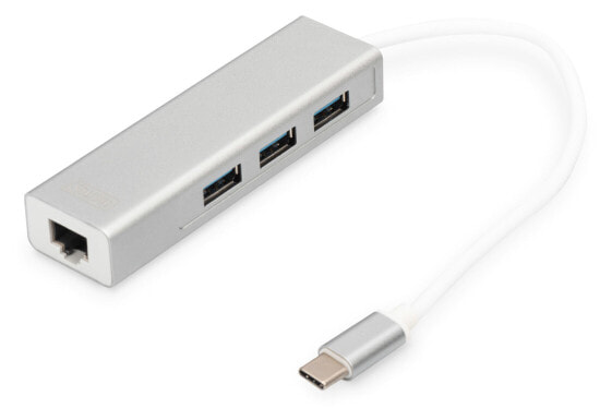 USB-концентратор Digitus USB Type-C 3-Port Hub + Gigabit Ethernet