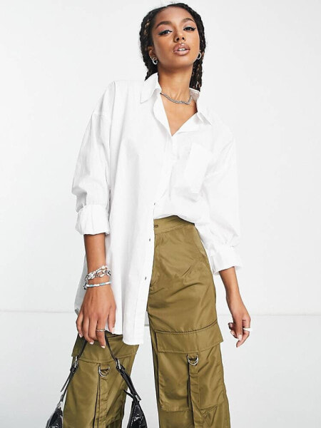 Cotton On white loose fitting poplin dad shirt